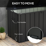 Outsunny 450L Waterproof Outdoor Storage Box with Wheels, Handles & Air Pump Lid – Garden Storage, Dark Grey