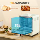 HOMCOM 15L Convection Mini Oven & Toaster with Baking Tray and Wire Rack – Adjustable 60–230°C Countertop Cooker