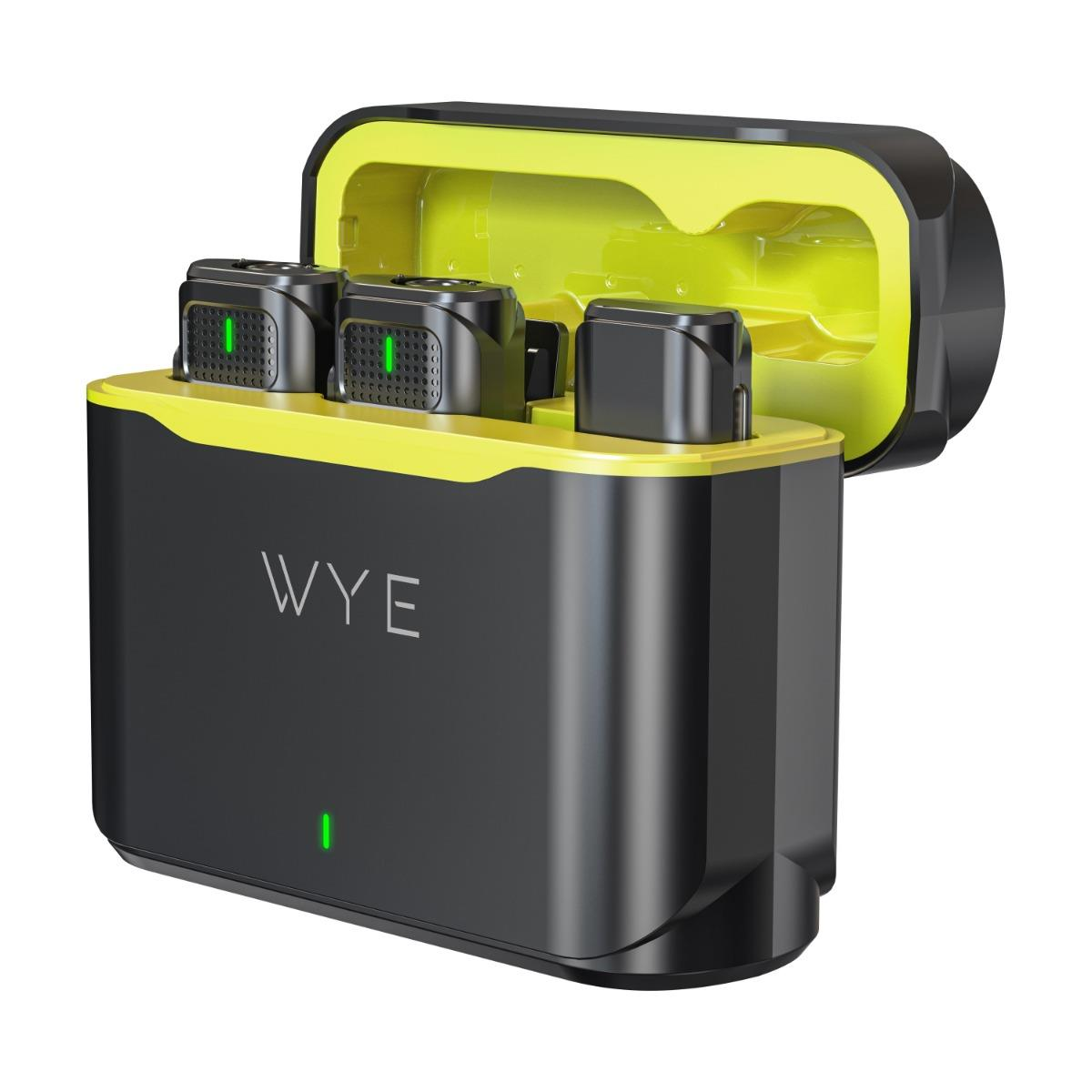 Wye Wireless AudioPro Clip-On Microphone Pair with Charging Case, 50m Range & Low 25ms Latency – Black