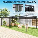 Outsunny 4 x 3m Metal Pergola Gazebo with Retractable Canopy – Patio Sun Shelter, Black