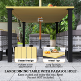 Outsunny 7 Piece Rattan Garden Dining Set with Cushions and Umbrella Hole – Outdoor Table, Chairs and Footstools, Grey