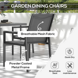 Outsunny 5-Piece Garden Dining Set with Tempered Glass Table and 4 Mesh Chairs – Patio Furniture, Grey