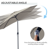 Outsunny 3m Tilt & Crank Patio Parasol with 2.95m Canopy & Steel Frame – Garden Sun Shade, Light Grey
