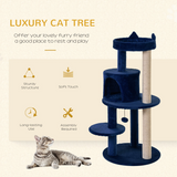 Pawhut 104cm Deluxe Cat Activity Tree with Scratching Posts, Ear Perch & Cosy House – Blue