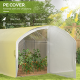 Outsunny 4 x 3 x 2m Polytunnel Greenhouse with Hinged Door & UV PE Cover – Galvanised Steel Frame, White