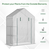 Outsunny Portable Outdoor Greenhouse with Two Wire Shelves and Zippered Door – Gardening Plant Grow House