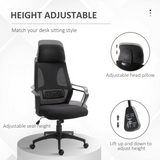 Mesh Back Office Chair with Adjustable Padded Headrest, Wide Seat & 360° Swivel – Home Office Chair, Black