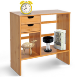 HOMCOM Bamboo Desk Organiser with 2 Drawers and 2 Cube Storage, 180 Degree Rotatable – Desktop Bookshelf