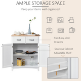 Kitchen Cupboard Storage Cabinet with Two Drawers & Adjustable Shelf – Kitchen and Dining Room Storage