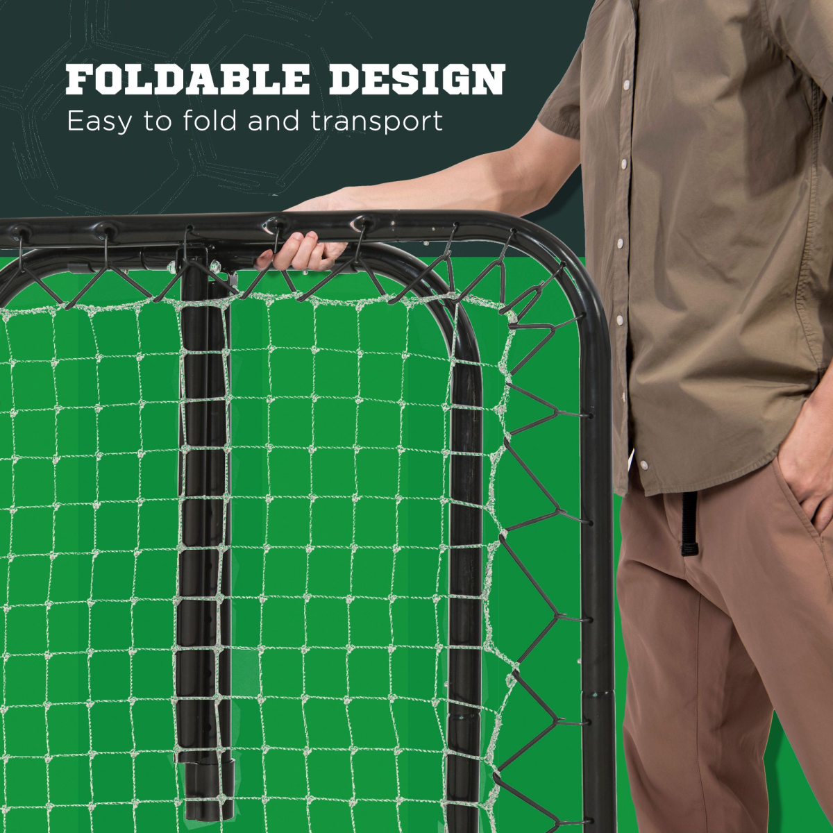 HOMCOM Angle Adjustable Rebounder Net Goal Training Set – Football & Baseball Practice, Foldable Frame