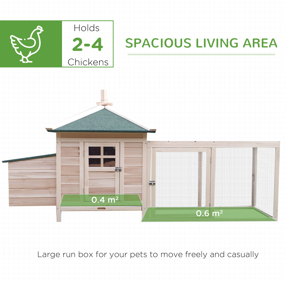 PawHut Wooden Chicken Coop with Nesting Box & Outdoor Run – Small Animal Cage for Backyard