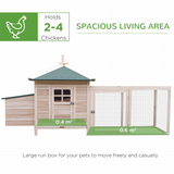 PawHut Wooden Chicken Coop with Nesting Box & Outdoor Run – Small Animal Cage for Backyard