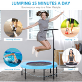 HOMCOM 40" Mini Trampoline with Adjustable Handle – Fitness Rebounder for Kids & Adults, Indoor & Outdoor