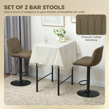 Set of 2 Adjustable Bar Stools with High Backs, Linen-Look Upholstery & 360° Swivel – Gas Lift Kitchen Stools