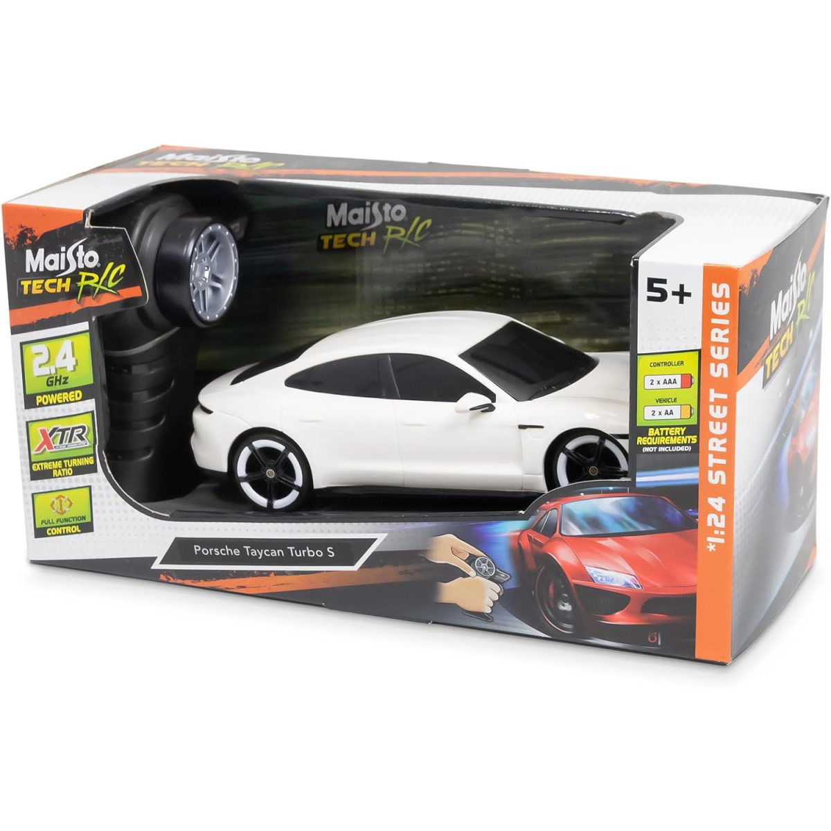 Maisto Tech R/C Porsche Taycan Turbo S Super Car – 2.4GHz Radio Control, 1:24 Scale