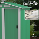 Outsunny 5ft x 4.3ft Metal Storage Shed with Sliding Door, Vents and Sloped Roof – Garden Storage, Green