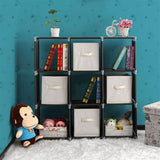 3-Tier 9-Compartment Storage Shelf with Steel Frame & Fabric Cubes – Bathroom Organiser, Black