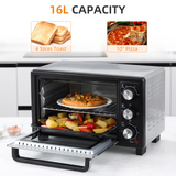 HOMCOM 16L Mini Oven with Grill, 1400W & 60-Minute Timer – Compact Toaster Oven, 100–230°C