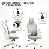 Vinsetto Ergonomic Mesh Office Chair with Rotating Headrest, 4D Lumbar Support & Flip-Up Arms – Grey