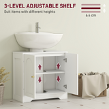 HOMCOM Modern Under Sink Cabinet with U-Shaped Cut-Out for Pedestal & Wall Basins – Bathroom Storage, White