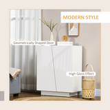 HOMCOM High Gloss Storage Cabinet Sideboard with Diagonal Doors & Internal Shelf – Modern Storage, White