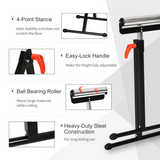 HOMCOM Adjustable Woodworking Roller Stand 68–110cm – Foldable Metal Work Support with Ball Bearing Roller