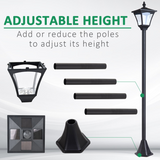 Solar Garden Post Lamp – Dimmable LED Bollard, 1.2m, Black