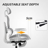 HOMCOM Ergonomic Mesh Office Chair with 3D Armrests, Adjustable Headrest & Footrest – Grey