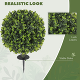 HOMCOM Set of 2 Artificial Boxwood Topiary Balls with Eucalyptus Leaves – Indoor Outdoor Plants, Green