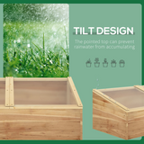Outsunny Wooden Cold Frame Greenhouse with Polycarbonate Panels & Lifting Roof – 100 x 50 x 36cm, Natural