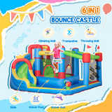 Outsunny 6-in-1 Kids Inflatable Bouncy Castle with Water Slide, Water Gun & 450W Air Blower – Garden Fun