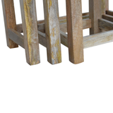 Artisan Furniture Country Solid Wood Stool Set of 3 – Hand Distressed Space-Saving Stools & Side Tables, Beige