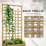 Outsunny Wooden Trellis Planter Raised Bed with Wheels & Liner, 54L – Climbing Plants, Natural Wood