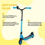 HOMCOM 120W Kids Electric Scooter with Battery Level Display & Rear Brake – Adjustable Height, Ages 6+, Blue