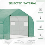 Outsunny 4.47 x 3 x 2m Walk-in Polytunnel Greenhouse with PE Cover, Zipped Door & 6 Mesh Windows, Green
