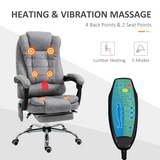 Vinsetto Heated Massage Office Chair with 6 Vibration Points & Footrest – Reclining Home Office Chair, Grey