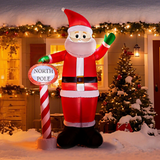2.45m Inflatable Christmas Santa with North Pole Sign and LEDs – Outdoor Garden Decoration