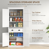 HOMCOM Freestanding Kitchen Cabinet with Slide-Out Drawer, Cupboards & Adjustable Shelves – Pantry Storage, White