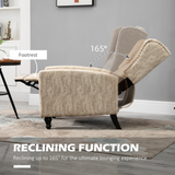 HOMCOM Marble-Effect Manual Reclining Armchair with Footrest & Decorative Studs – Living Room Recliner, Beige