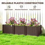 Outsunny Modular Plastic Planter Box Kit – Raised Bed or Garden Fence for Flowers and Herbs, Brown