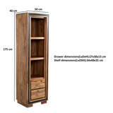 Jodhpur Slim Bookcase in Solid Grade A Sheesham Wood – Space-Saving Hallway & Study Shelving, Fully Assembled