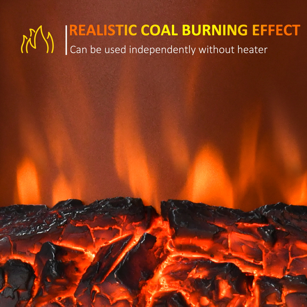 HOMCOM 2000W LED Flame Electric Fireplace with Coal Burning Effect – Freestanding Heater, Golden