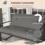 Outsunny 4-Piece Garden Sofa Set with 2 Armchairs, Loveseat & Tempered Glass Coffee Table – Patio Furniture, Grey