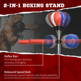 SPORTNOW Freestanding Speed Bag with Reflex Bar & Punch Pad, Height Adjustable 163–205cm – Boxing Trainer