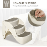 Pawhut Portable 3-Step Dog Stairs with Non-Slip Feet & Carpeted Steps – Pet Steps for Beds & Sofas, Cream
