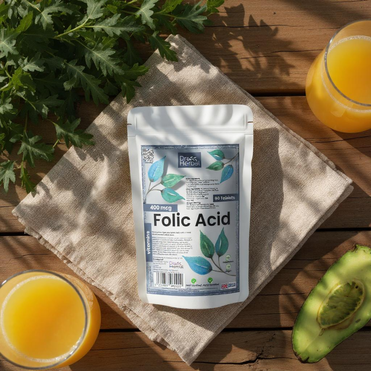 Dr Herbal Folic Acid 400µg Daily Supplement Tablets – Everyday Wellbeing, 90 Tablets