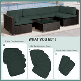 Outsunny Replacement Cover Set for Garden Rattan Sofa – 14-Piece Polyester Cushion Covers, No Cushions, Grey