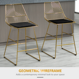 HOMCOM Modern Wire Metal Counter Height Bar Stools, Set of 2 with Footrest – Industrial Kitchen Island Seating