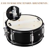 12 x 5.5 Inch Marching Snare Drum Kit with Drumsticks, Strap and Drum Key – Black Metal Drum for Kids