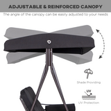 Outsunny 3-Seater Patio Swing Chair with Adjustable Canopy & Side Cup Trays – Garden Swing Bench, 360kg, Black